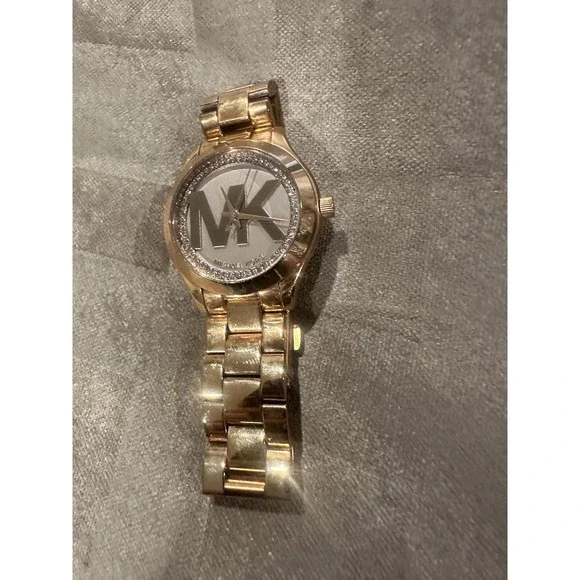 Michael Kors MK-3549 Watch Rose Gold Logo Dial Crystal 5 ATM Stainless SteelRARE - Picture 5 of 10